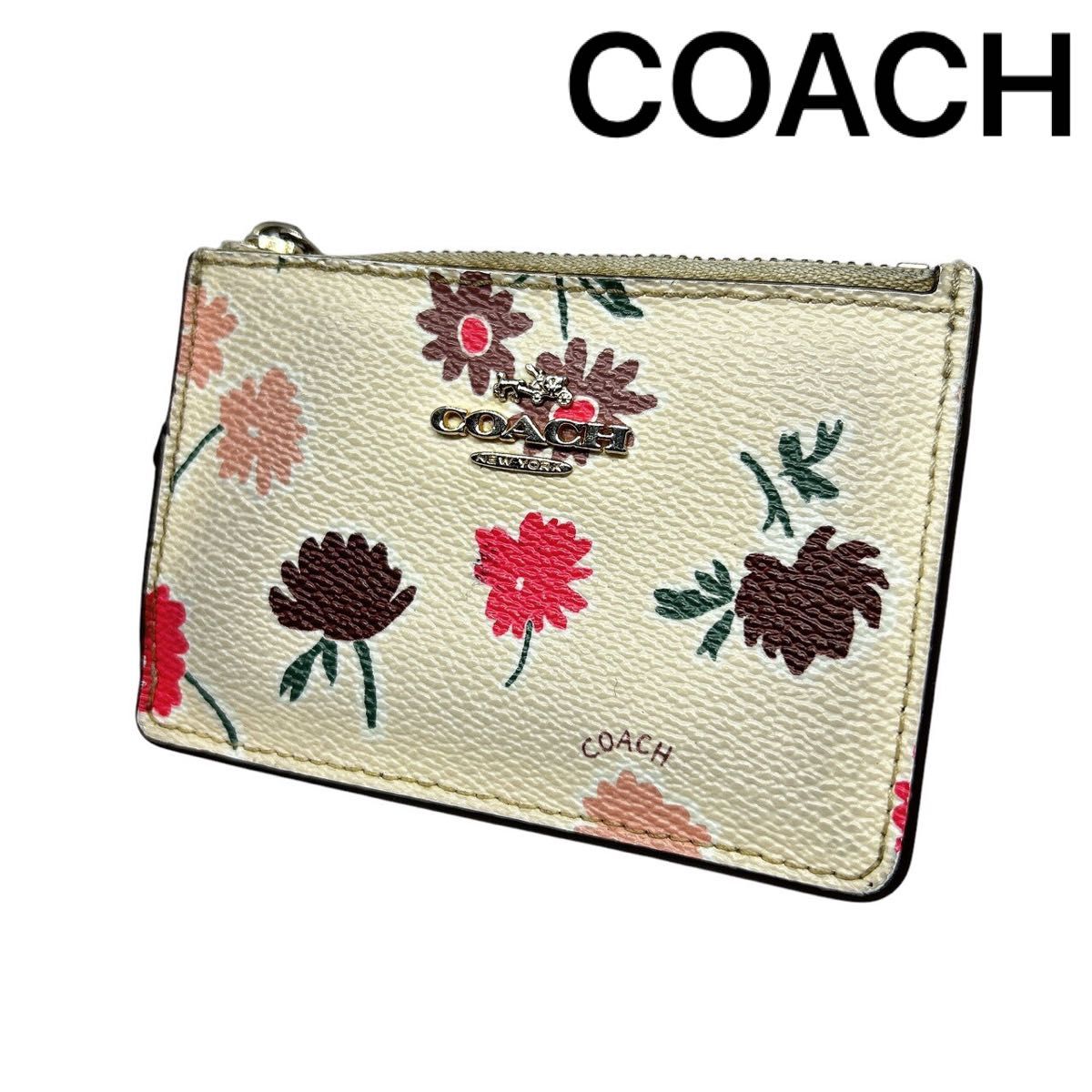 COACH】 コーチ 花柄 キーリング付き コインケース カードケース COACH】 コーチ 花柄 キーリング付き コインケース カードケース