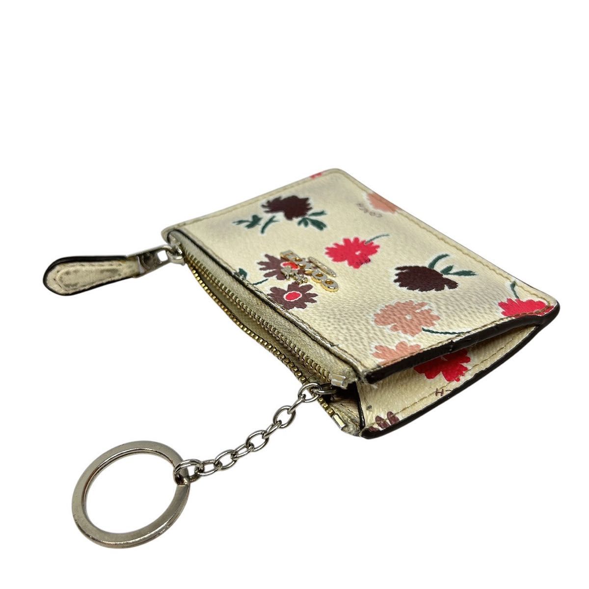 COACH】 コーチ 花柄 キーリング付き コインケース カードケース COACH】 コーチ 花柄 キーリング付き コインケース カードケース