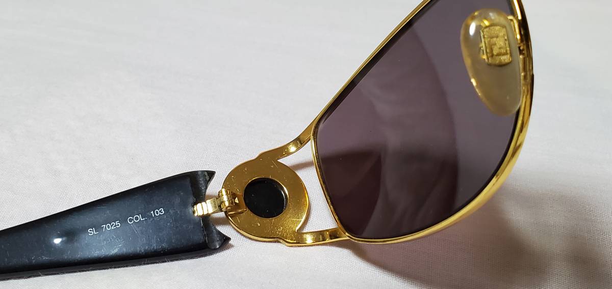 正規 フェンディFENDI ヴィンテージ ロゴ×メタルサングラス黒 ブラック