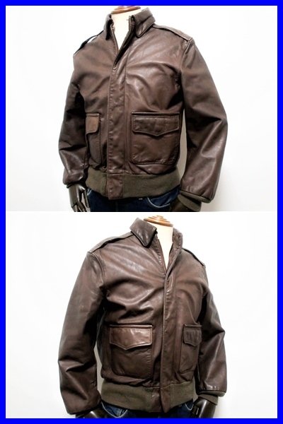 即決! USA製 インシグニアレザー ホースハイド A-2フライトジャケット メンズ38 (M相当) 馬革 INSIGNIA LEATHER CO. 台襟モデル_画像3