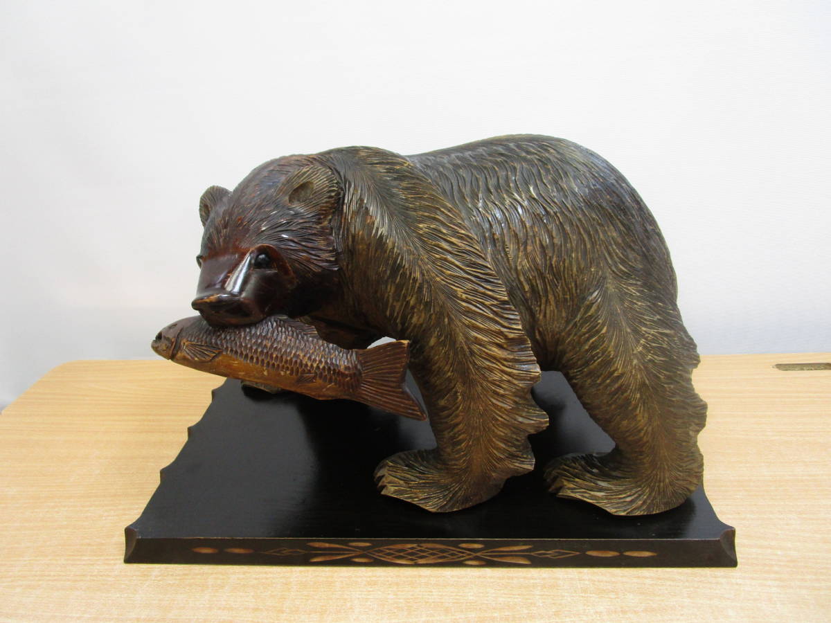ヤフオク F870 アイヌ 木製 木彫 熊彫刻 木彫りの熊 大型