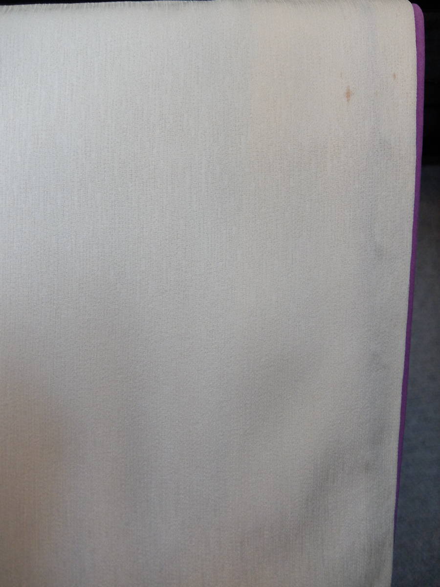 M3545B) 裾紫花付下げ　身丈155　袖丈48　袖巾32,5　裄65　前巾21,5　後巾29,5_左袖口染み