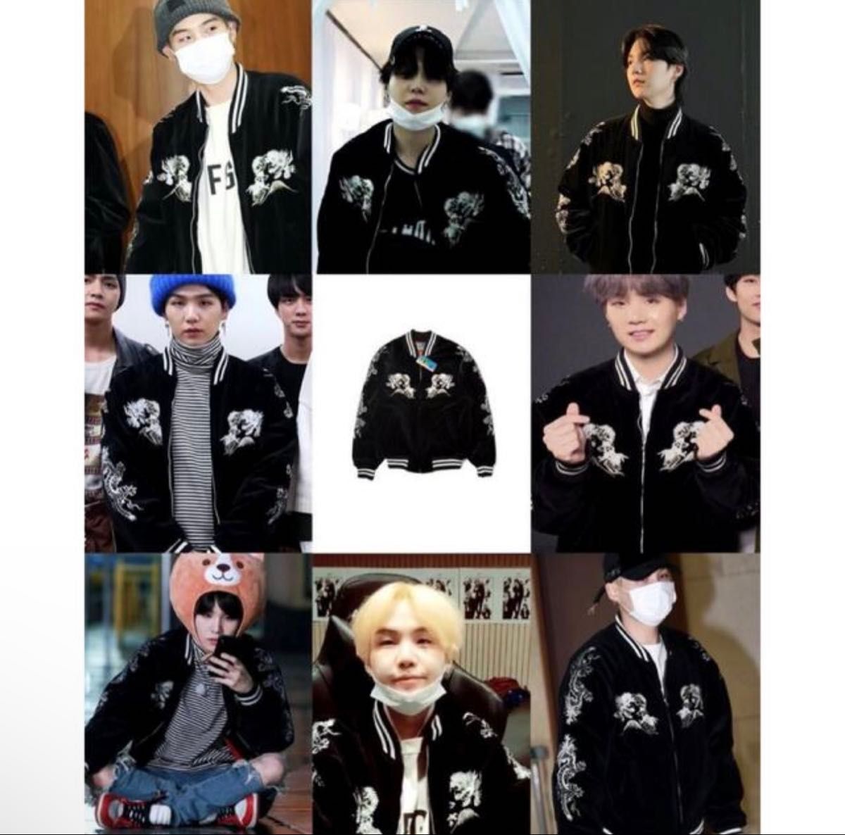 BTS SUGA ユンギ 着用 ベロア スカジャン 新品タグ付き Free BTS SUGA ユンギ 着用 ベロア スカジャン 新品タグ付き Free