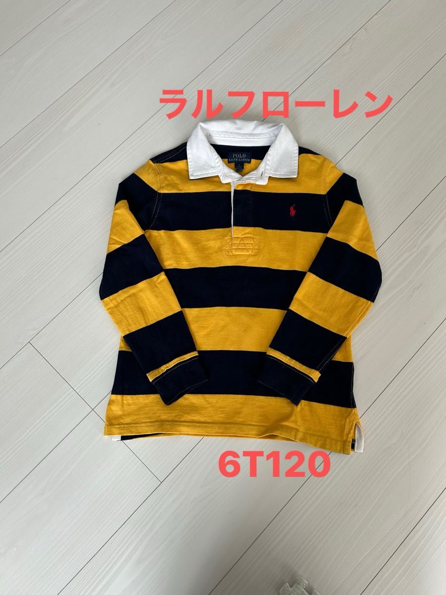 ラルフローレン ラガーシャツ 長袖 カットソー 6T 120 紺×黄色 ラルフローレン ラガーシャツ 長袖 カットソー 6T 120 紺×黄色
