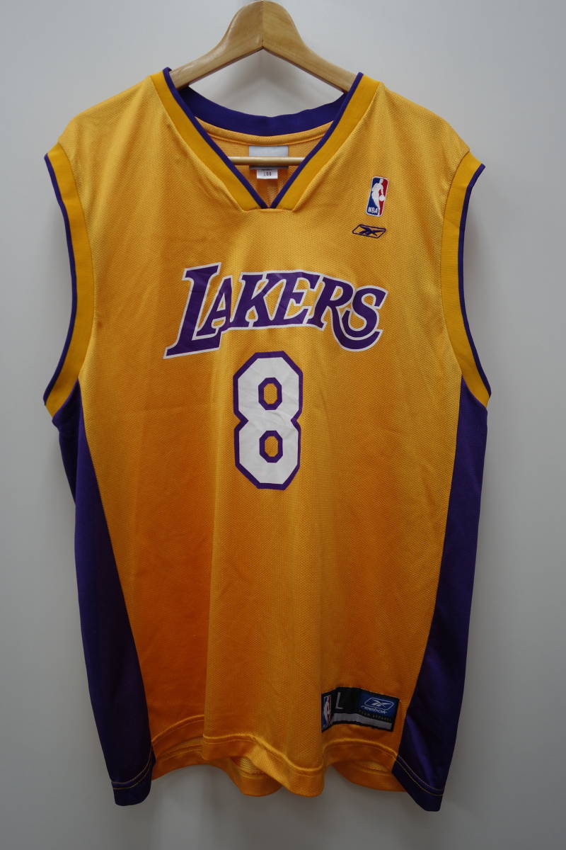 32S　ロサンゼルスレイカーズLos Angeles LakersコービーブライアントNBA #8 Reebok製ゲームジャージ【L】_画像1