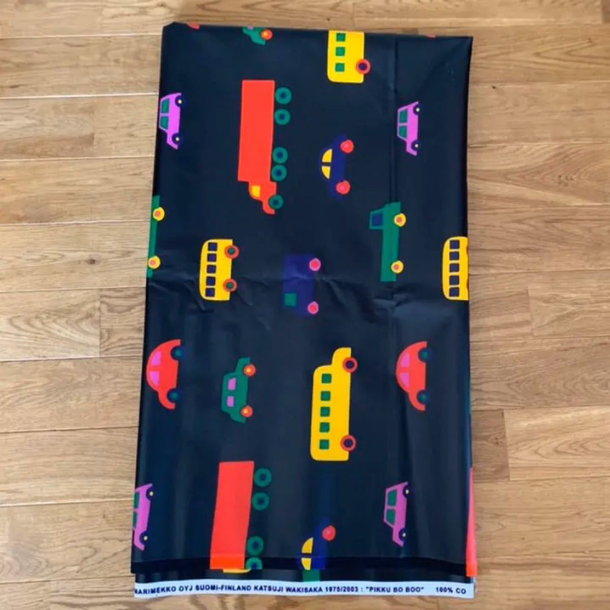 レア★marimekko 撥水加工 PVC 生地 30×72cm 車 ブラック