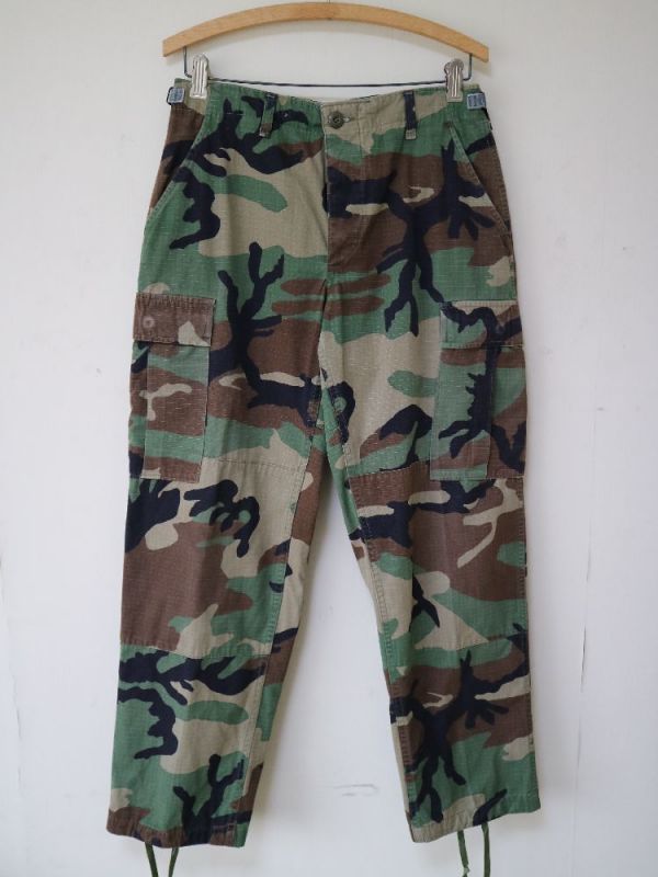 1993年製 米軍 実物 US ARMY リップストップ 迷彩 ウッドランド カモ パンツ Small -short / トラウザーズ BDU ミリタリー カーゴ_画像2