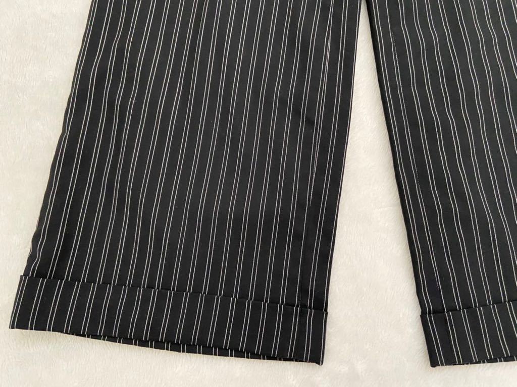RALPH LAUREN size0 American made dress pants wide pants black stripe Ralph Lauren lady's domestic regular Black Label 