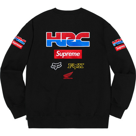 Supreme × HONDA × Fox Racing 19FW Week6 HRC Box Logo Crewneck Black Small  オンライン購入 国内正規 タグ付 シュプリーム 黒 Sサイズ