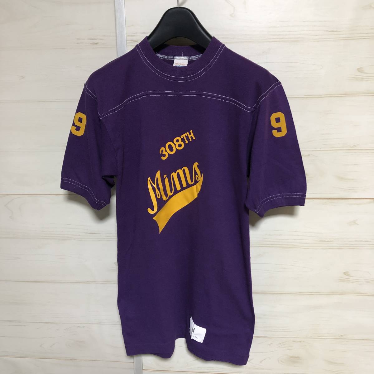 80年代 USA製 Gulf Coast Sportswear ボティ使用 ローカルチーム 308Th Mims Tシャツ 紫 M 美品 管理B609_画像1