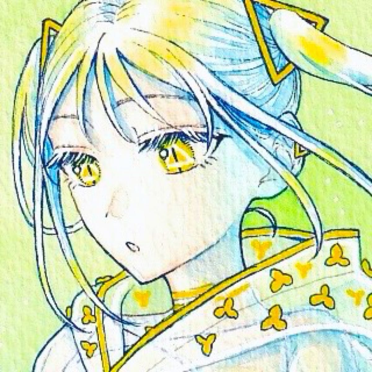 手描きイラスト B5サイズ オリジナル 原画 創作 女の子 黄色 白 手描きイラスト B5サイズ オリジナル 原画 創作 女の子 黄色 白
