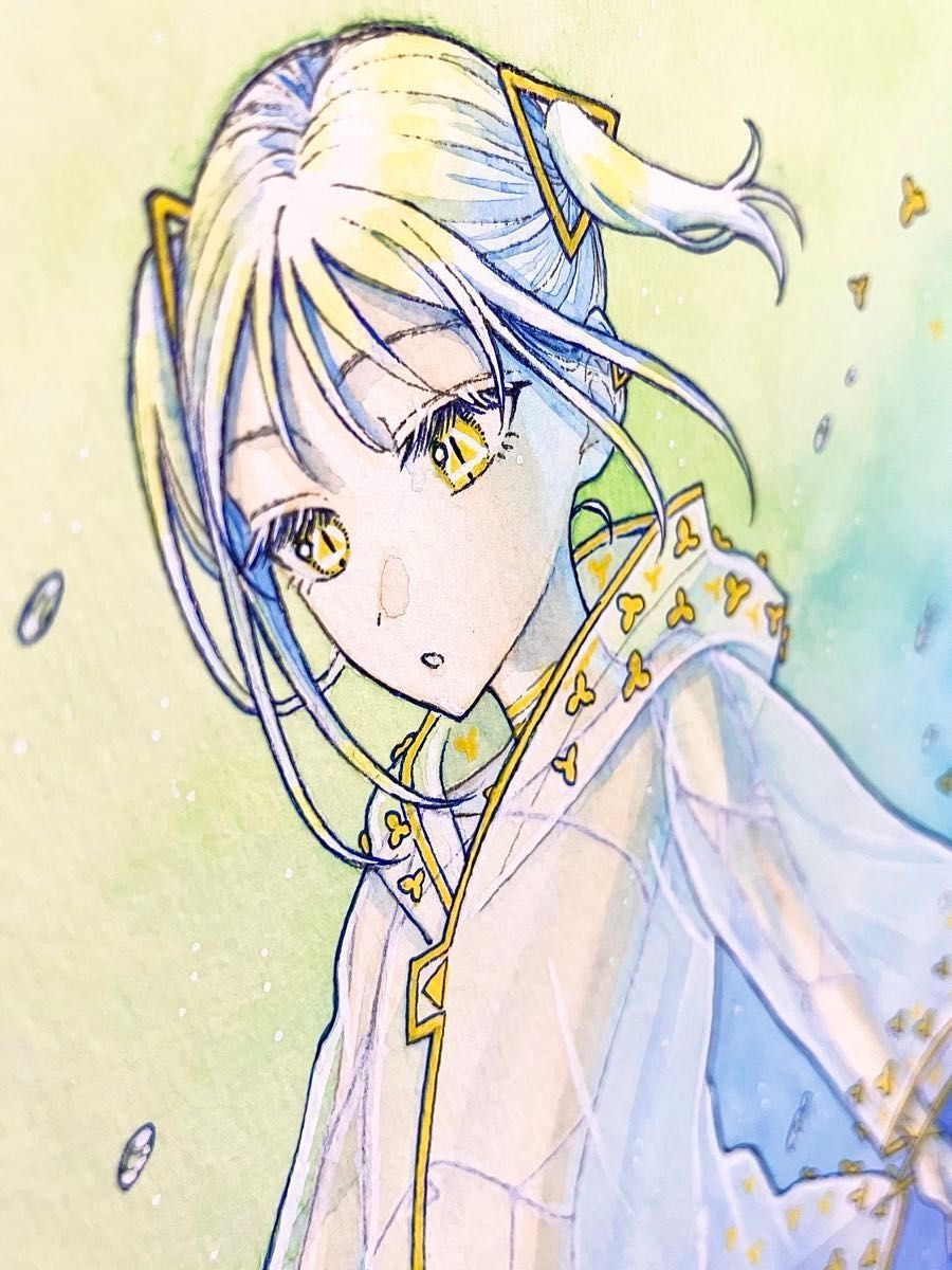 手描きイラスト B5サイズ オリジナル 原画 創作 女の子 黄色 白 手描きイラスト B5サイズ オリジナル 原画 創作 女の子 黄色 白