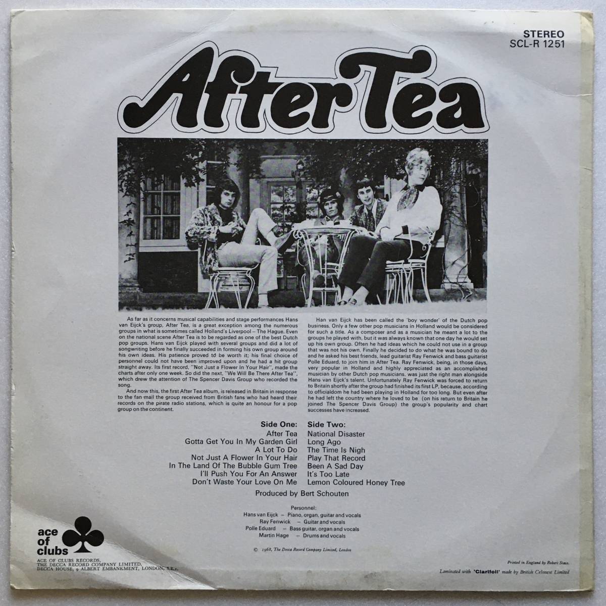 AFTER TEA「AFTER TEA」UK ORIGINAL ACE OF CLUBS SCL-R 1251 '68 DUTCH BEAT PSYCHEDELIC ROCK LAMINATED SLEEVEの画像2