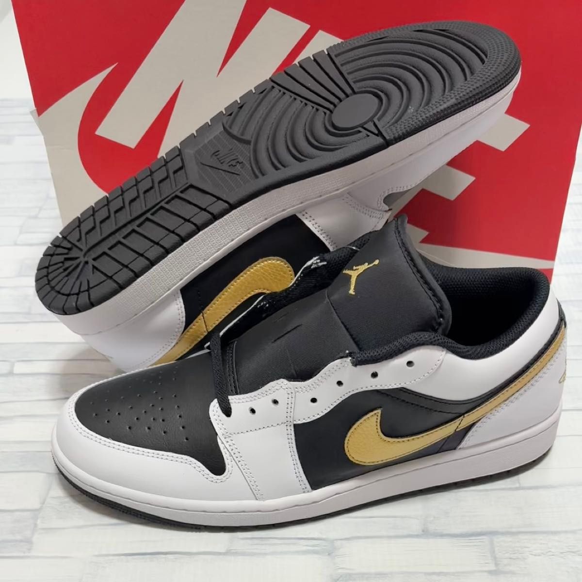 NIKE AIR JORDAN 1 LOW "WHITE METALLIC GOLD BLACK" 黒金 ジョーダン1 30.0