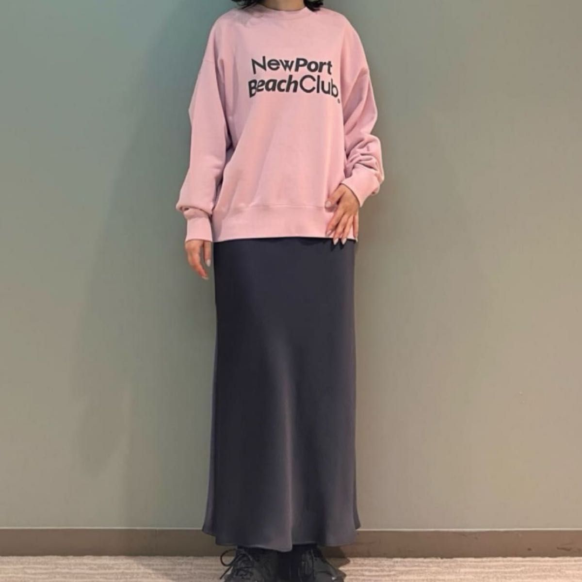 BEAUTY&YOUTH コットン裏毛ロゴスウェットプルオーバー ピンク