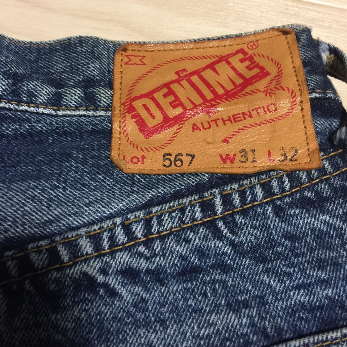  сделано в Японии старый Denime Denim olizonti брюки джинсы 31 M красный уголок Vintage сетка (желудок) lizoruto66 xx