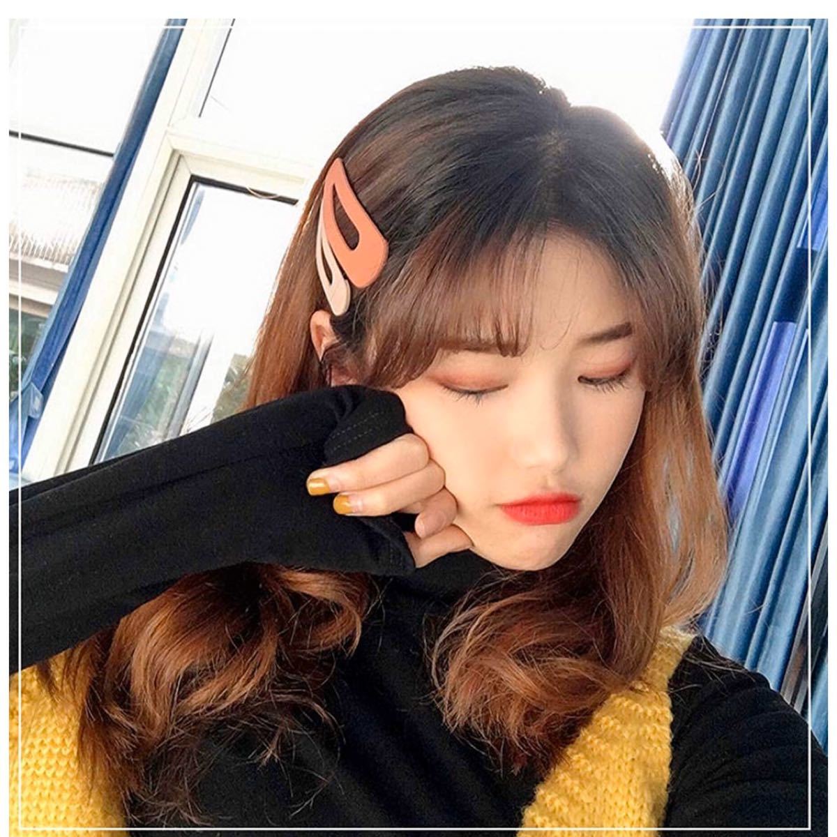 独特の素材 ヘアピン マットカラー 韓国 アクセサリー 髪飾り くすみ バレッタ クリップ2