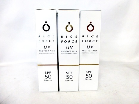 キングラム[fns]未開封 RICE FORCE ライスフォース UV PROTECT MILK 日やけ止め化粧下地 SPF50 PA+++ 30ml 3本セット_画像1