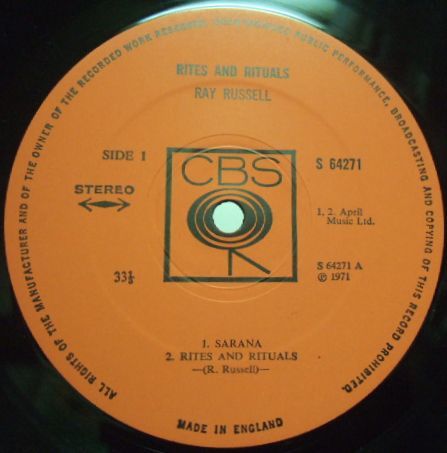 ３枚で送料無料【英CBS】Ray Russell/Rites and Rituals (Harry Beckett, Nick Evans, etc)_画像2