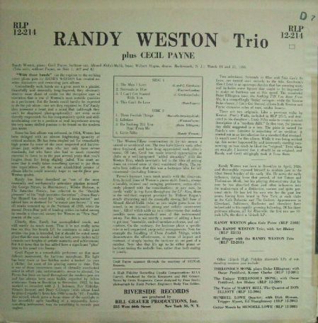 3枚で送料無料【米Riverside mono】Randy Weston/With These Hands (with Cecil Payne) 3枚で送料無料【米Riverside mono】Randy Weston/With These Hands (with Cecil Payne)