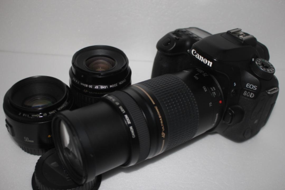 32912円 大人気☆Canon EOS 80D標準&望遠&単焦点トリプルレンズ 32912円 大人気☆Canon EOS 80D標準&望遠&単焦点トリプルレンズ