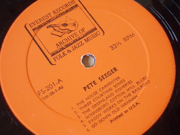 P5253　即決　LPレコード　ピート・シーガー　PETE SEEGER『ARCHIVE OF FOLK MUSIC』　輸入盤　US盤_画像3
