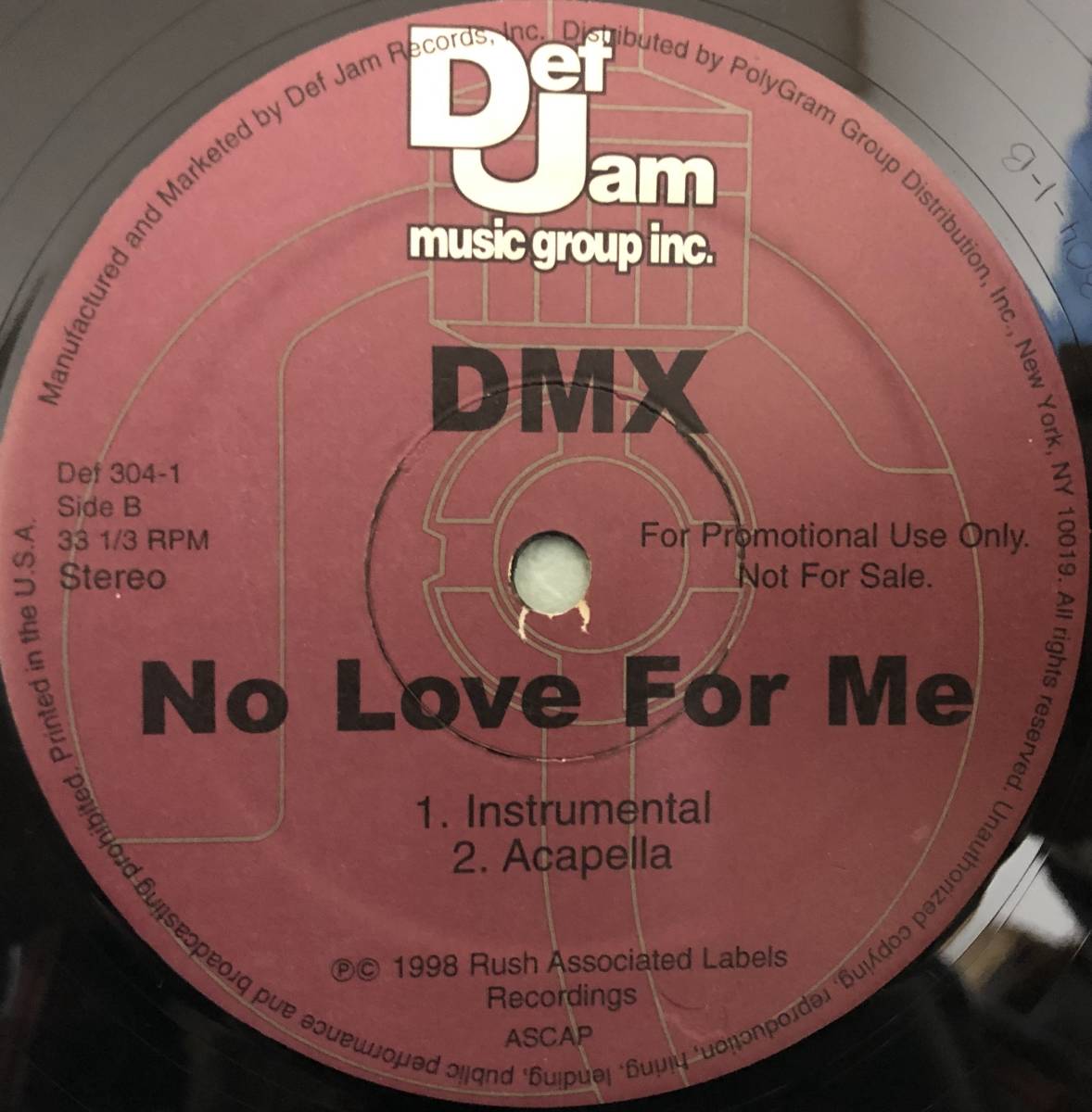 US PROMO ONLY / DMX / NO LOVE FOR ME / 1998 HIPHOP / RUFF RYDERS_画像2