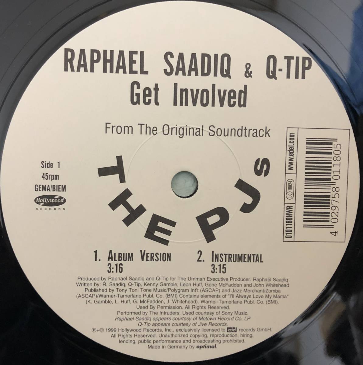 RAPHAEL SAADIQ & Q-TIP / GET INVOLVED / DJ THOMILLA'S BENZTOWN REMIX / 1999 HIT NUMBER / FROM SOUND TRACK THE PJS_画像1