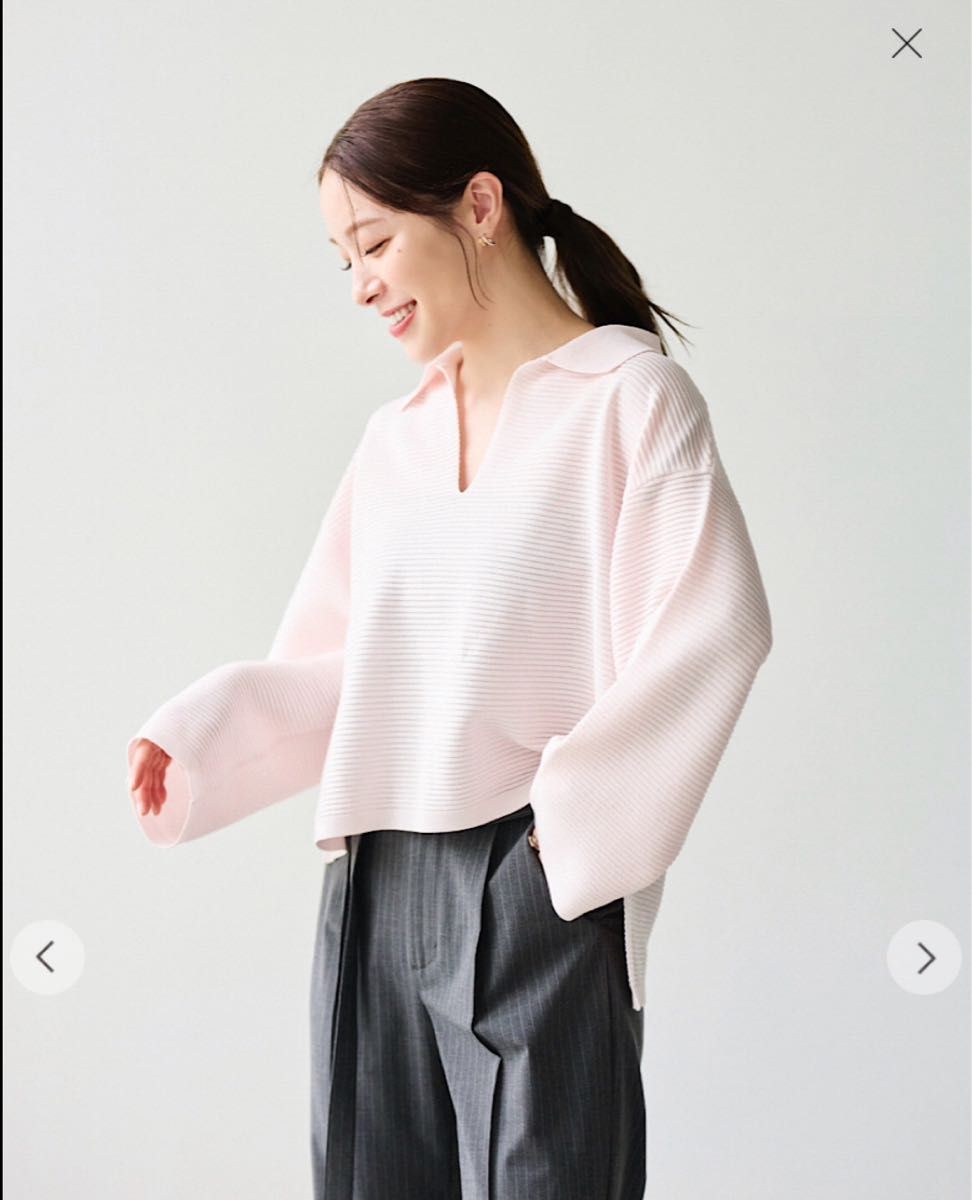 Aimeine エメイン タック編みポロニット ピンク Aimeine エメイン タック編みポロニット ピンク|Yahoo!フリマ