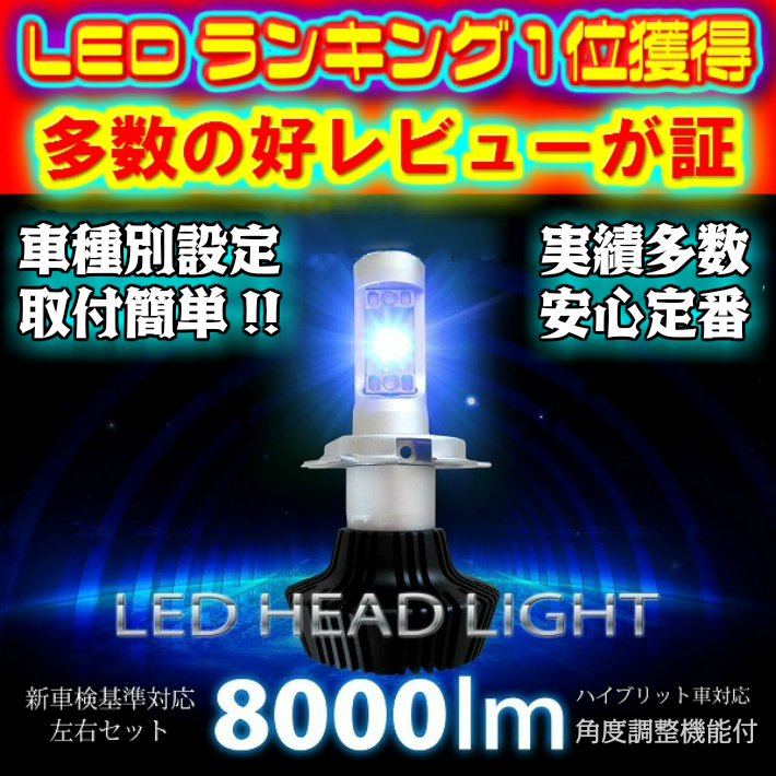 (P) コースター BZB4#.5# H19.08～H28.12 H4 HI/Lo切替 簡単取付安心 LEDヘッドライトセット新基準車検対応 6500k 8000LM_画像1