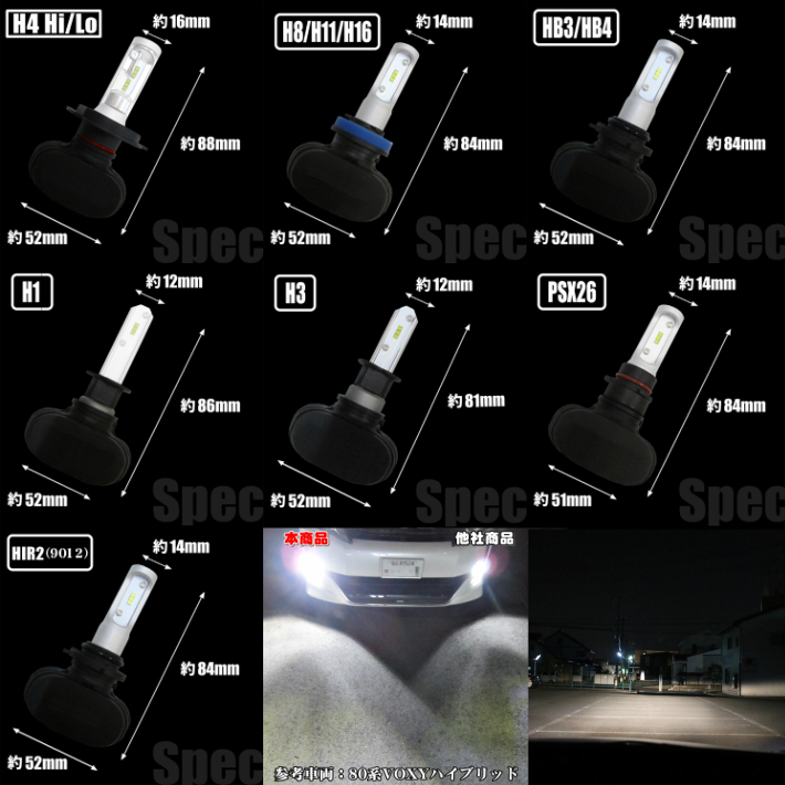 (P)車種別 LEDヘッドライト 爆光 高性能 ヴォクシー AZR6# H13.11～H16.07 H4 HI/Lo切替 車検対応 6500k 8000LM