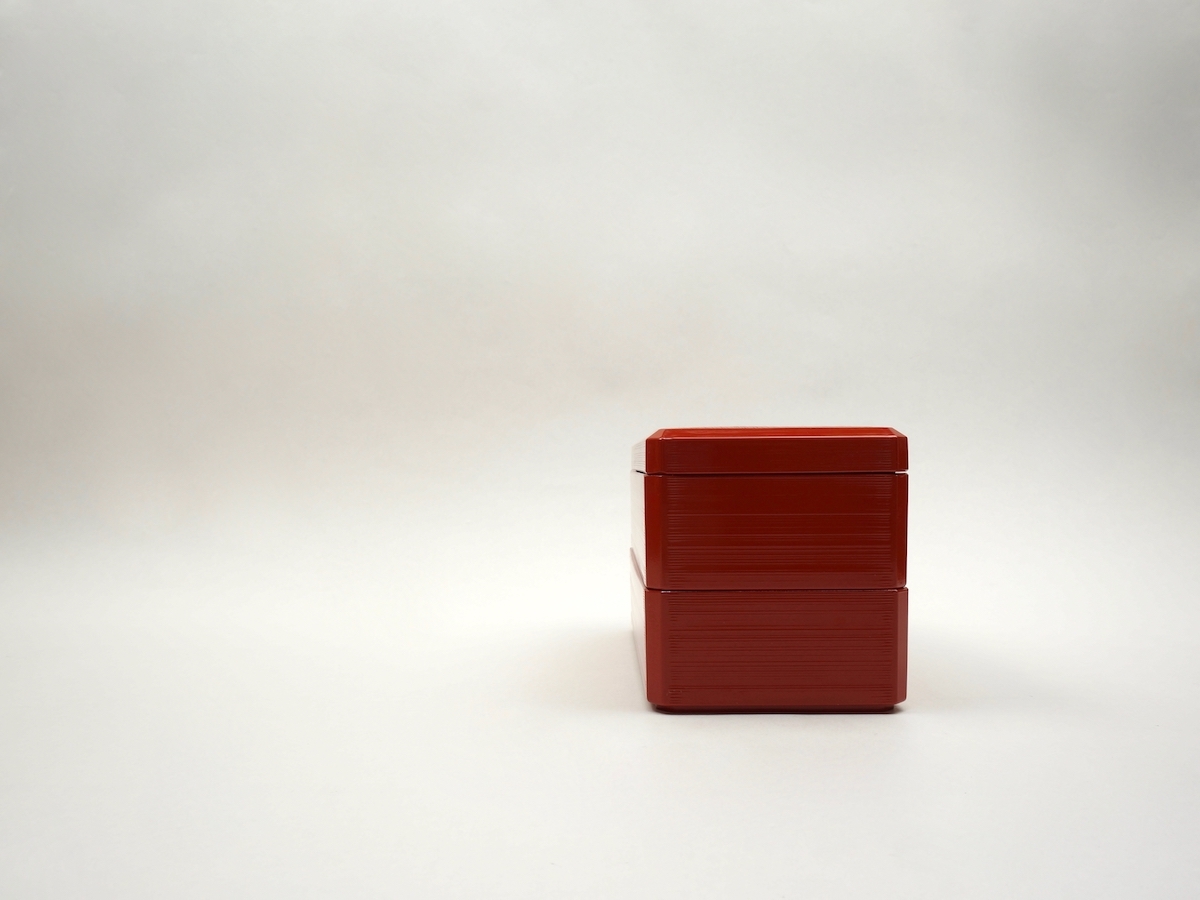 ** new goods unused goods # Kyoto lacquer ware. .. high class slim lunch box ( two step lunch box ) bulkhead . attaching #../ red / red # made in Japan #67