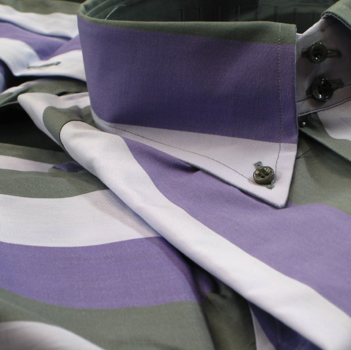 お待たせ! DANROMAドゥエボットーニ大胆ヴィオラ紫ストライプ ★イタリアシャツ ESCLUSIVE 38-89 S VIOLA RIGA RUBINO SPORT Sサイズ