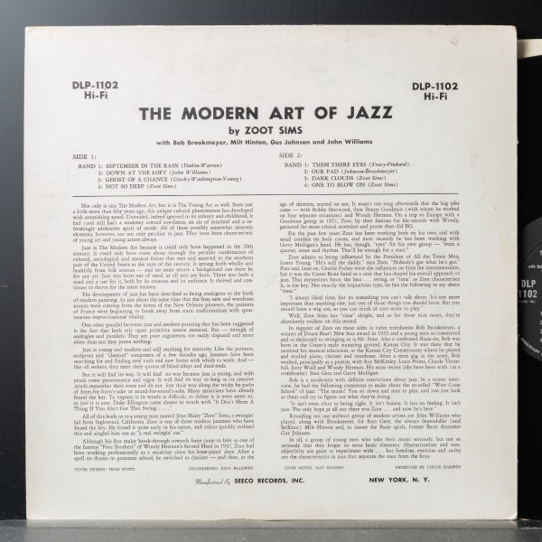 【米オリジナル】ZOOT SIMS 両溝 MONO盤 THE MODERN ART ズートシムズ DAWN_画像2