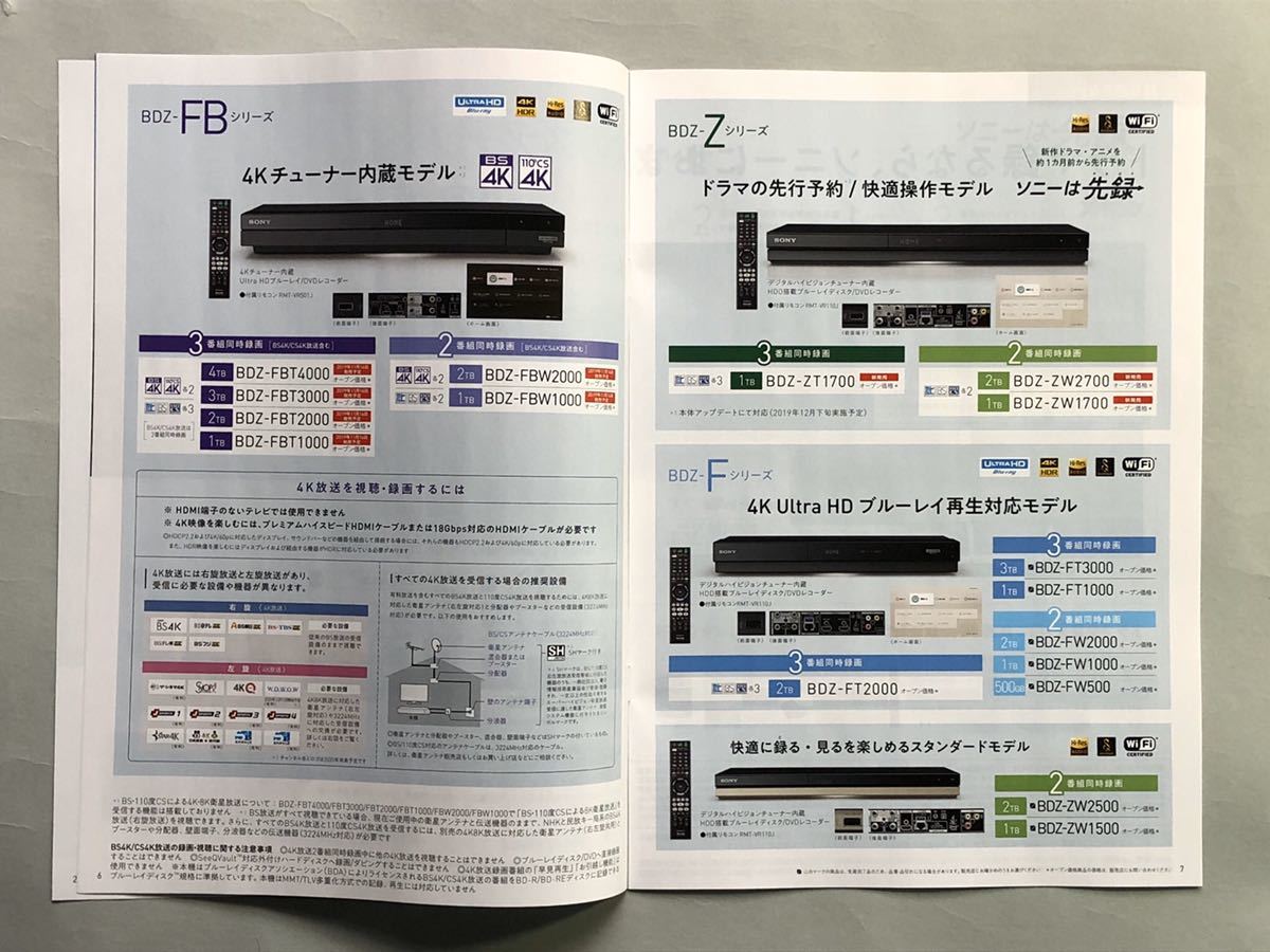 SONY ブルーレイディスクレコーダー/プレーヤー　DVDプレーヤー　総合カタログ　2019年11月現在 ソニー　パンフレット_画像4