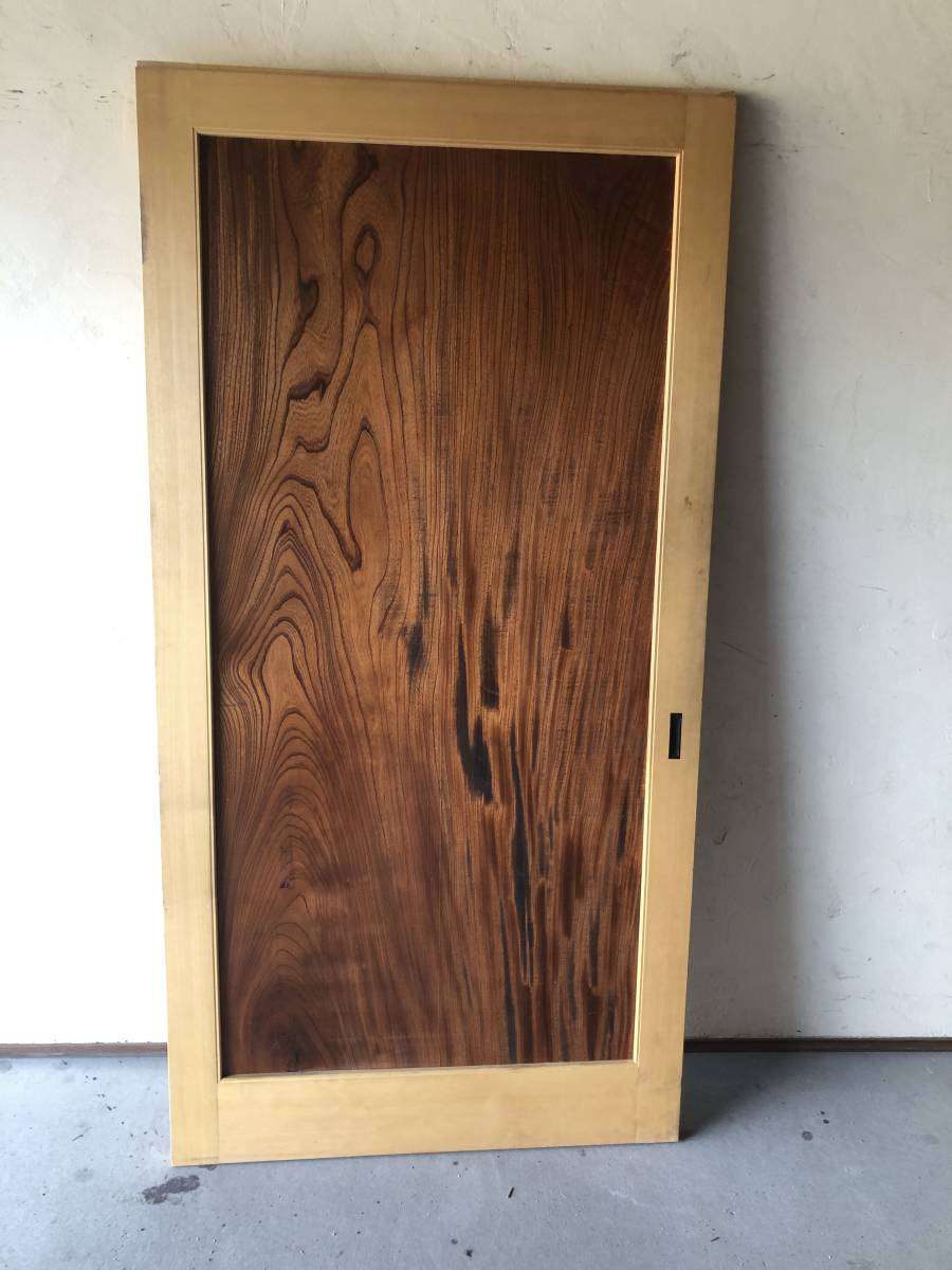 ＧＭ3いハ　極上欅無垢1枚板の板戸　格子戸 時代建具 玄関戸　蔵戸
