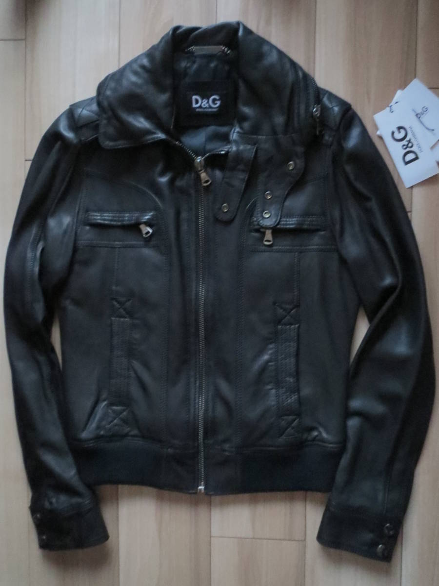 新着 D&G レザージャケット 検） ラムレザー 革ジャン レザーブルゾン