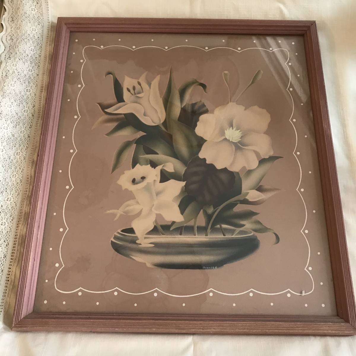 希少！50's～60’s アメリカアンティーク　ターナー花の壁掛けUSA/レトロ雑貨フランスAntiqueヴィンテージ西海岸ボタニカルイギリス