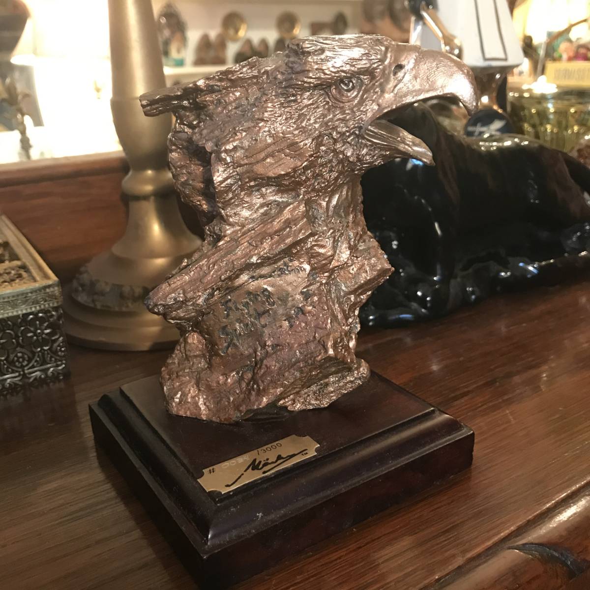 希少品 ゴールドカラーUSA作家物イーグル鷲の置物 アメリカヴィンテージ /店舗什器60’s70’sニューヨーク西海岸アンティーク星条旗