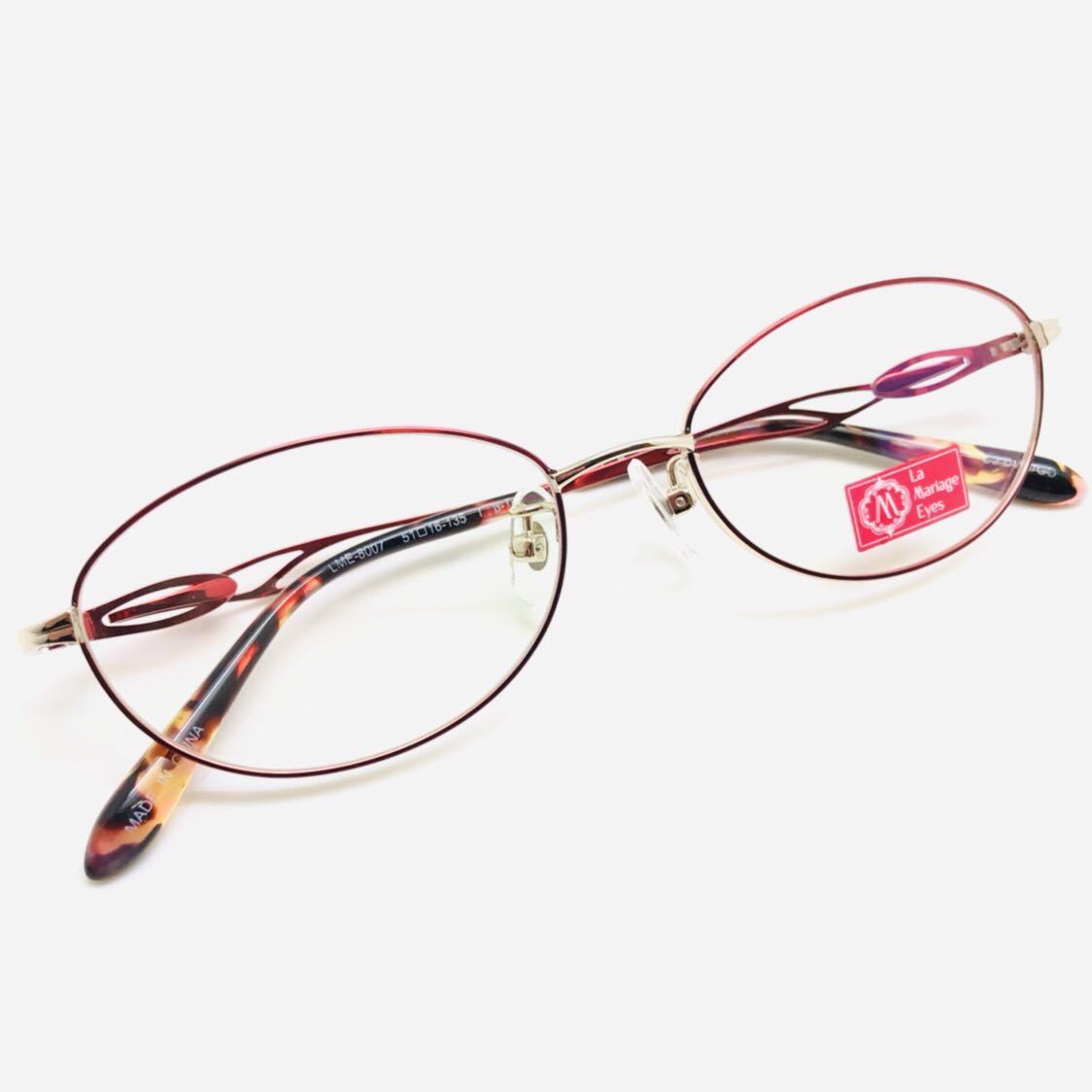 新品 La Mariage Eeys 眼鏡 メガネ 綺麗 上品 オシャレ かわいい 赤色系 レッド系_画像2
