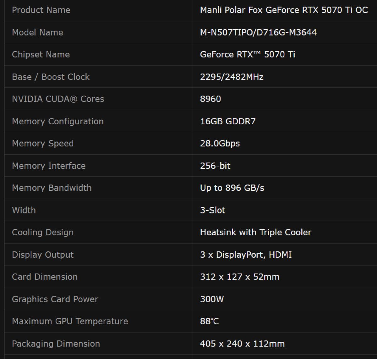 Manli Polar Fox GeForce RTX5070Ti OC 新品|Yahoo!フリマ(旧 Manli Polar Fox GeForce RTX5070Ti OC 新品|Yahoo!フリマ(旧