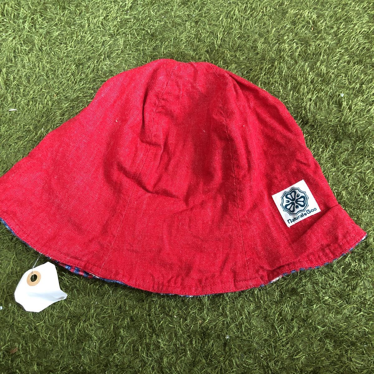 ☆中古☆ナチュラル ブー リバーシブル帽子 ご予約品 ５６センチくらい 魅了 ブーフーウー 赤×ブルー ラグマート風