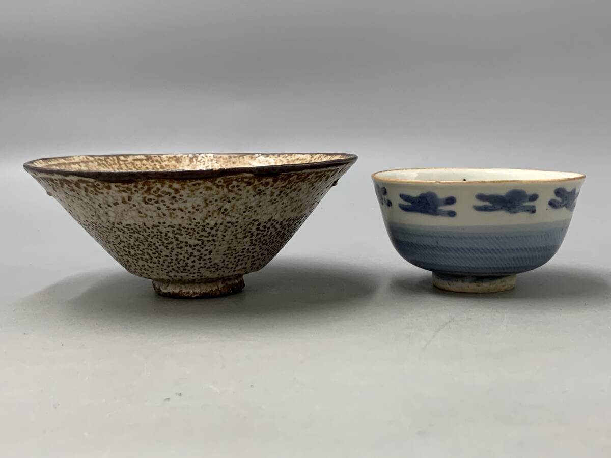 3#F/6818 瀬戸 唐津 平茶碗 染付 ぐい呑 茶道具 薄茶碗 唐津焼 3#F/6818 瀬戸 唐津 平茶碗 染付 ぐい呑 茶道具 薄茶碗 唐津焼