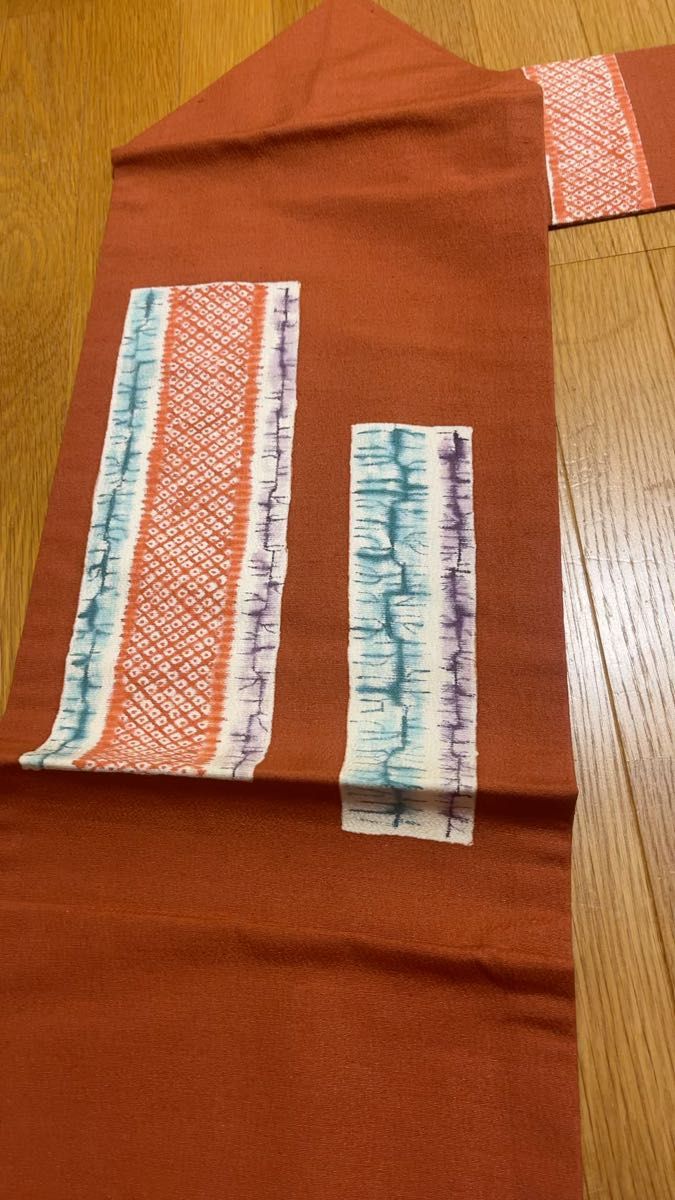 美品!正絹ちりめん手描き絞り模様 九寸名古屋帯