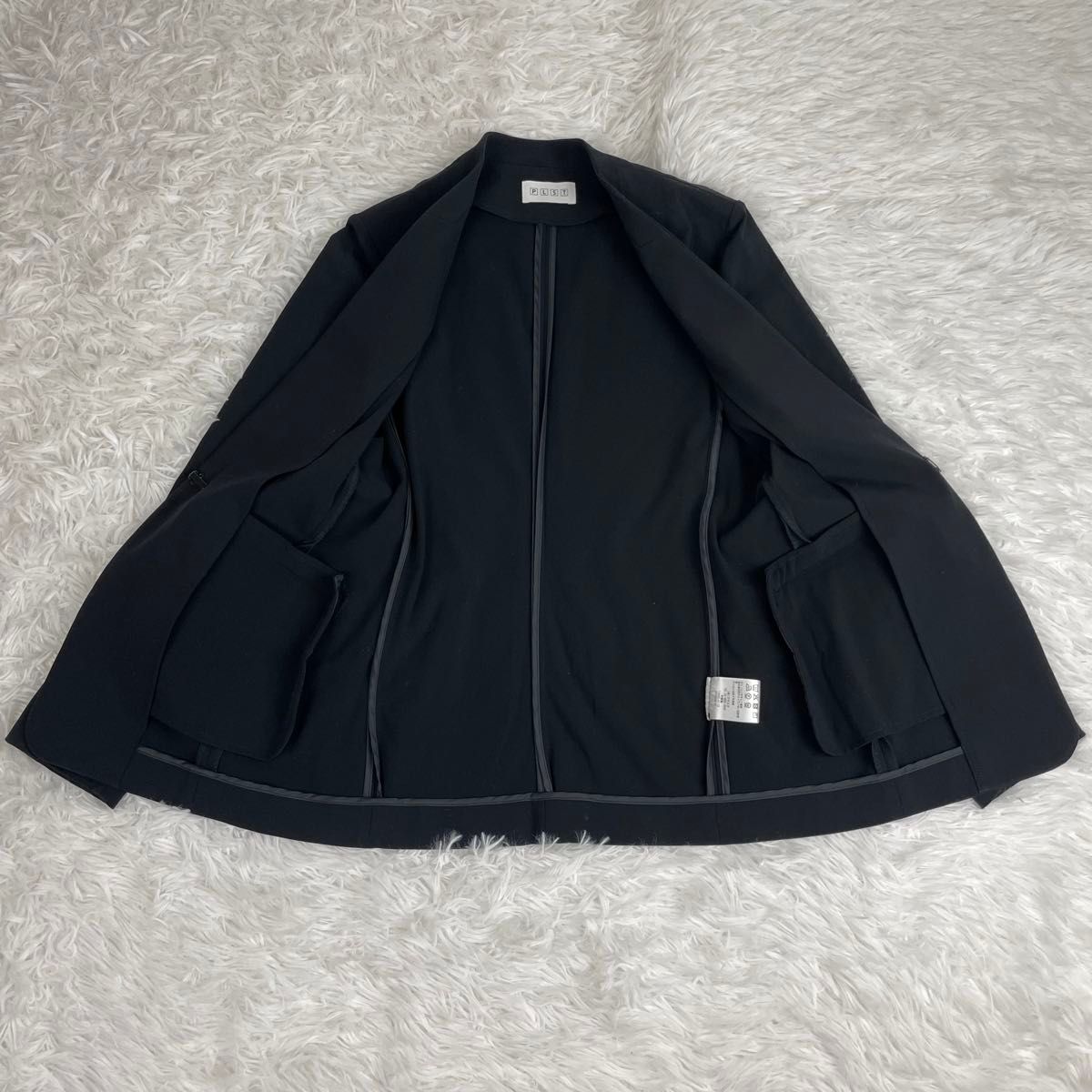 超極美品 プラステ ノーカラーセットアップ パンツスーツ マルチ 超極美品 プラステ ノーカラーセットアップ パンツスーツ マルチ