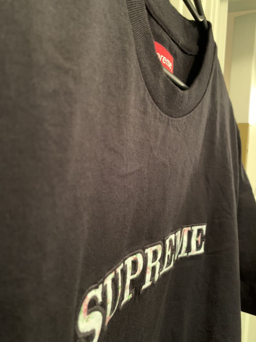 L Supreme Floral Logo Tee Large Black シュプリーム フローラル ロゴ