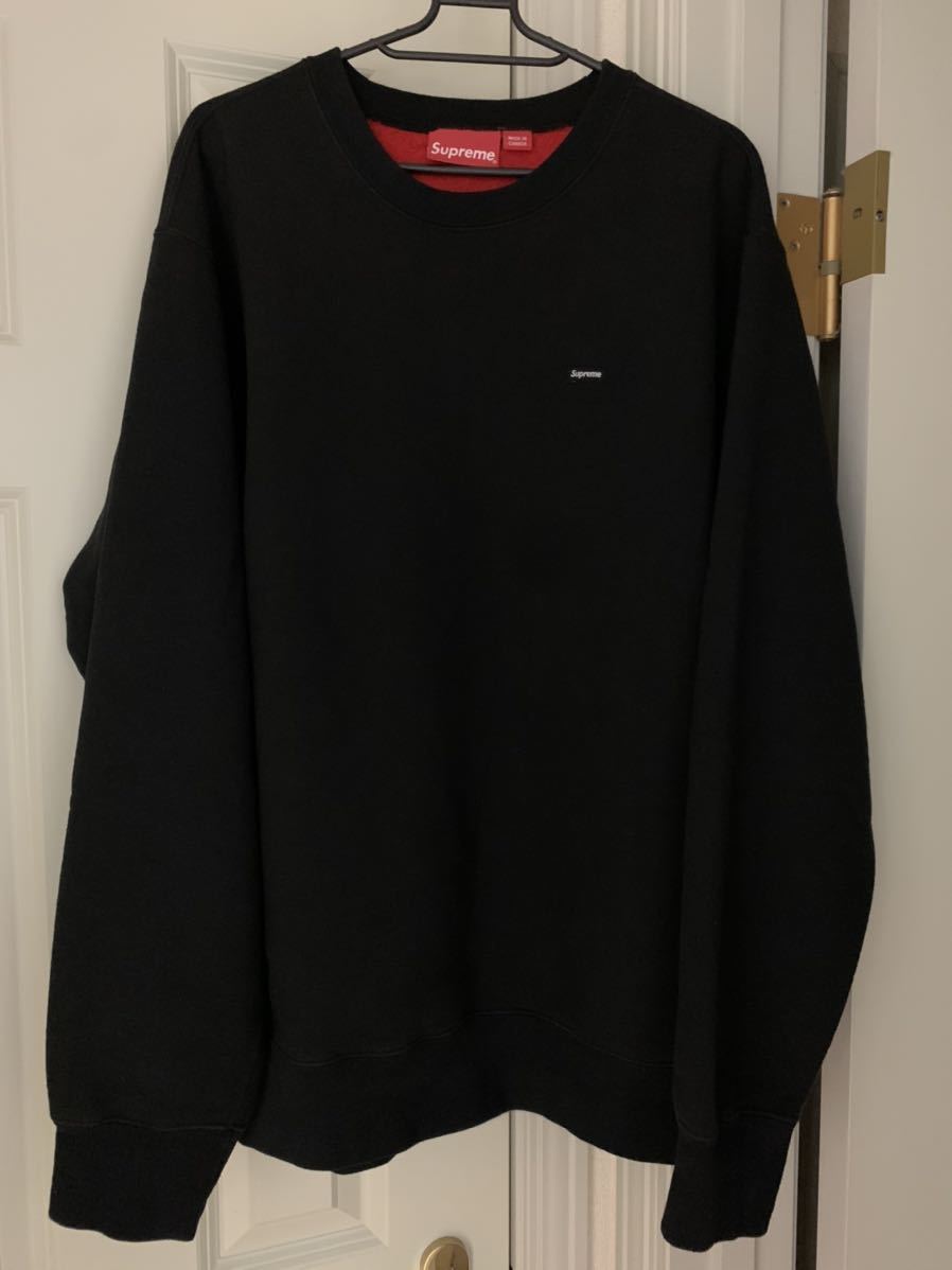 L Supreme Small Box Logo Contrast Crewneck Large Black シュプリーム スモール ボックス ロゴ ボックスロゴ クルーネック トレーナー_画像1