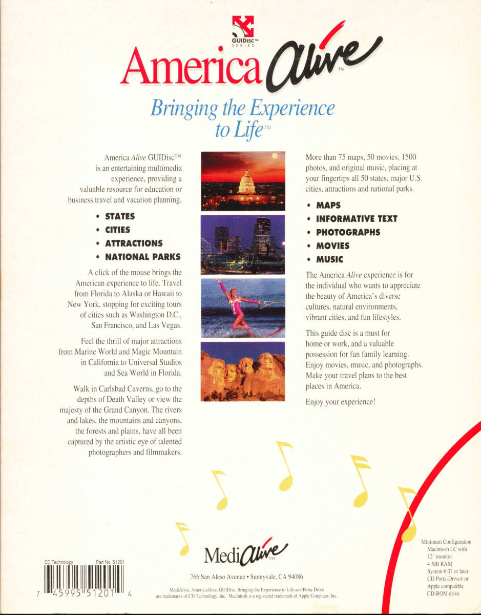 珍品 America Alive for Macintosh Bringing the Experience to Life GUIDisc SERIES MediAlive 激レア_画像5