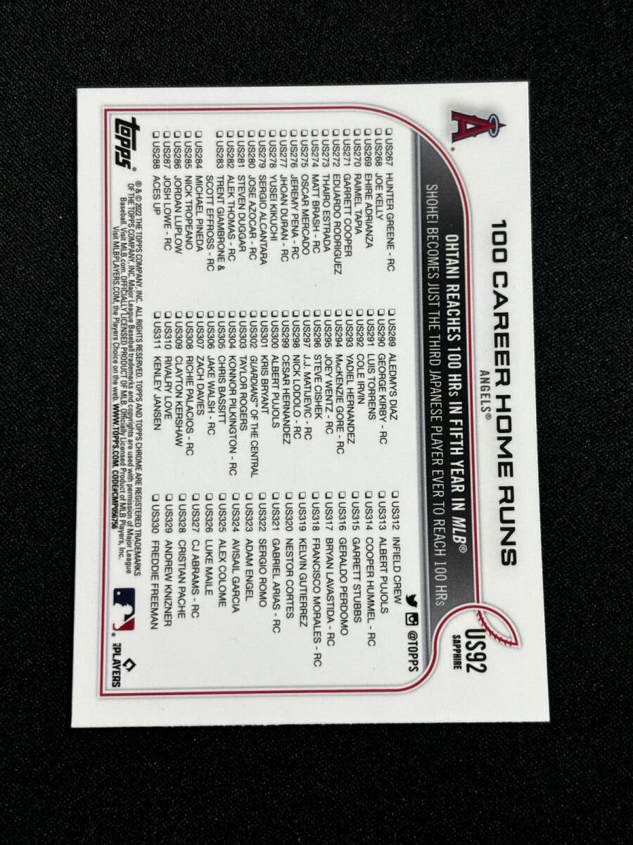 大谷翔平 2022 Topps Chrome Sapphire Edition #US92 Shohei 大谷翔平 2022 Topps Chrome Sapphire Edition #US92 Shohei