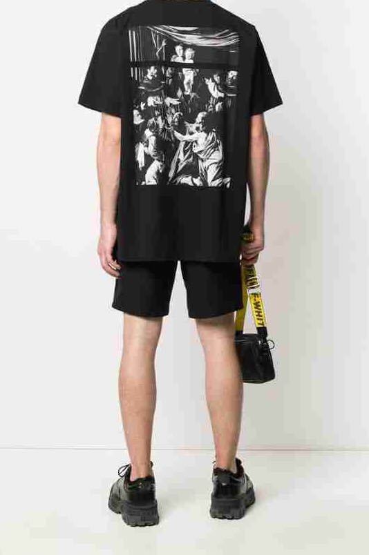  стандартный новый товар 20SS OFF-WHITE c/o VIRGIL ABLOH OFF WHITE CARAVAGGIO T-SHIRT "теплый" белый "теплый" белый kalavaji. футболка чёрный XXS